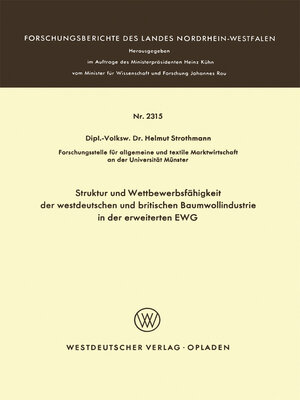 cover image of Struktur und Wettbewerbsfähigkeit der westdeutschen und britischen Baumwollindustrie in der erweiterten EWG